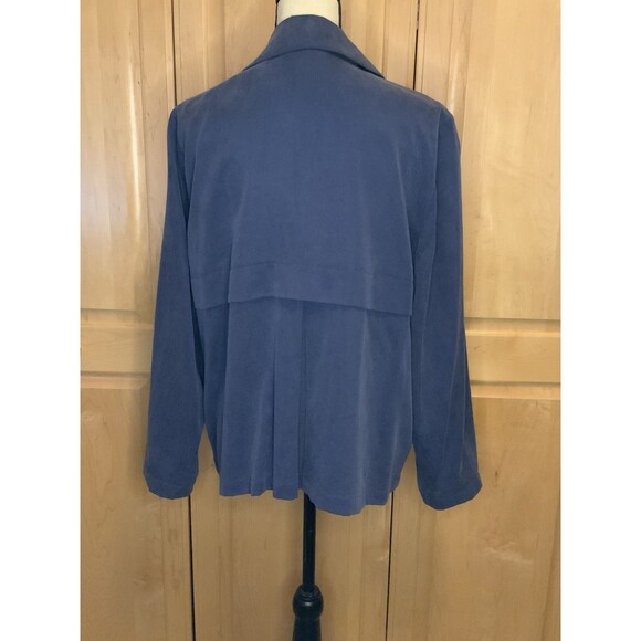 Chico's Women’s 2 US L Blue Drape Jacket, Soft Twill Lyocell Open Front Blazer - Picture 5 of 12